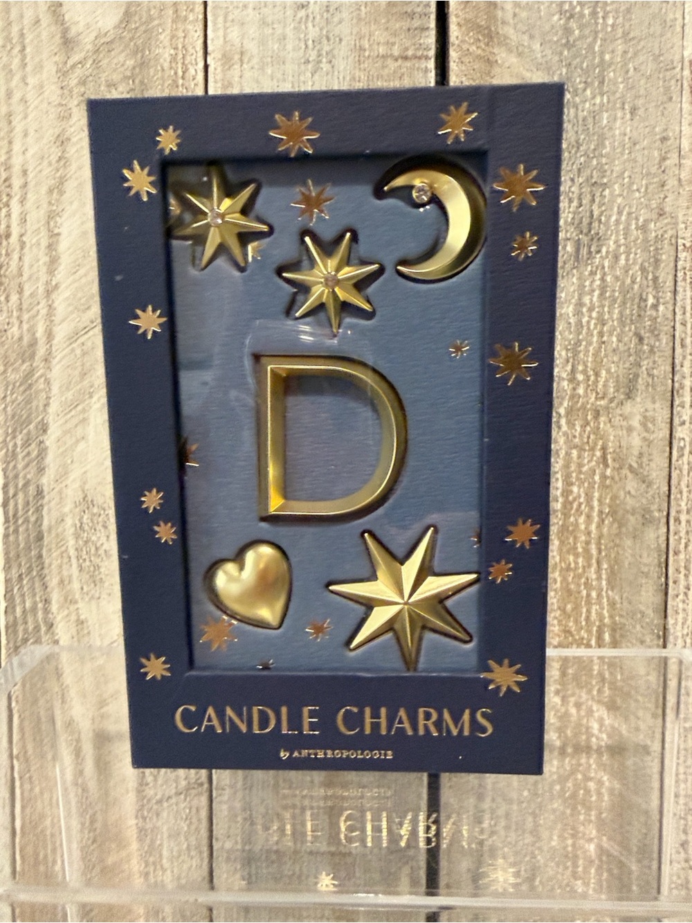 Anthropologie Gold Celestial 'D' Candle Charms Set
